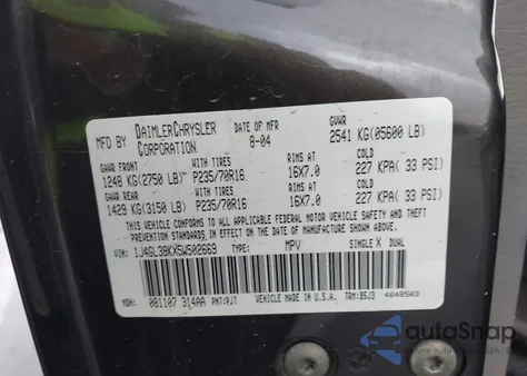 2005 Jeep Liberty Renegade z USA, uszkodzony, nr VIN 1J4GL38KX5W502669